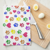 犬の前足とハート キッチンタオル (四つ折り)