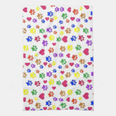 犬の前足とハート キッチンタオル (縦)