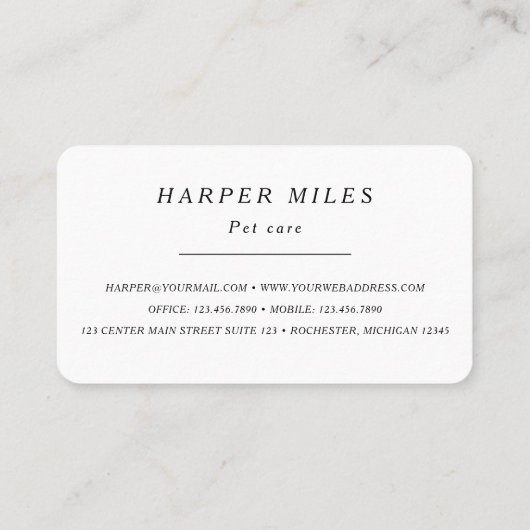 犬の前足のグルーミング 名刺 (裏面)