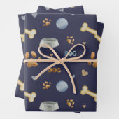 犬の前足の跡と骨かわいい ラッピングペーパーシート (インサイチュ)