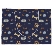 犬の前足の跡と骨かわいい ラージペーパーバッグ (裏面)