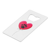 犬の前足プリント付きハート型バルーン クレジットカード栓抜き (裏面アングル)