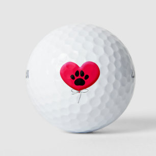 犬の前足プリント付きハート型バルーン ゴルフボール