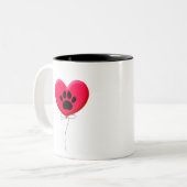犬の前足プリント付きハート型バルーン ツートーンマグカップ (正面左)