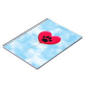 犬の前足プリント付きハート型バルーン ノートブック (左側)