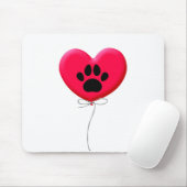 犬の前足プリント付きハート型バルーン マウスパッド (マウス)