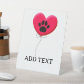犬の前足プリント付きハート型バルーン 台座サイン (インサイチュ)