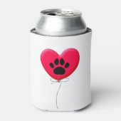 犬の前足プリント付きハート型バルーン 缶クーラー (缶正面)