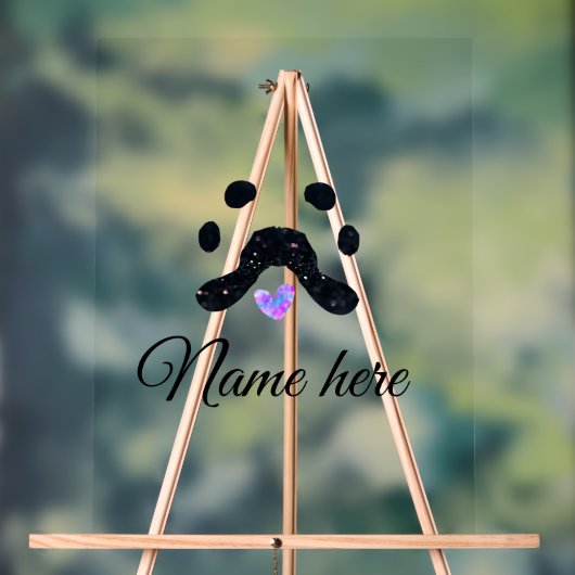 犬の前黒ペット追加の名前文字動物の前写真 アクリルサイン (ニュートラル)