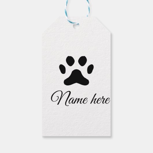 犬の前黒ペット追加の名前文字動物の前写真 ギフトタグ (裏面)