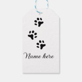 犬の前黒ペット追加の名前文字動物の前写真 ギフトタグ (裏面)