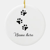 犬の前黒ペット追加の名前文字動物の前写真 セラミックオーナメント (裏面)
