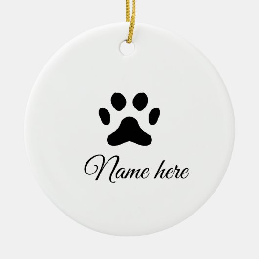 犬の前黒ペット追加の名前文字動物の前写真 セラミックオーナメント (正面)