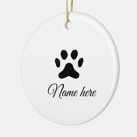 犬の前黒ペット追加の名前文字動物の前写真 セラミックオーナメント (左)