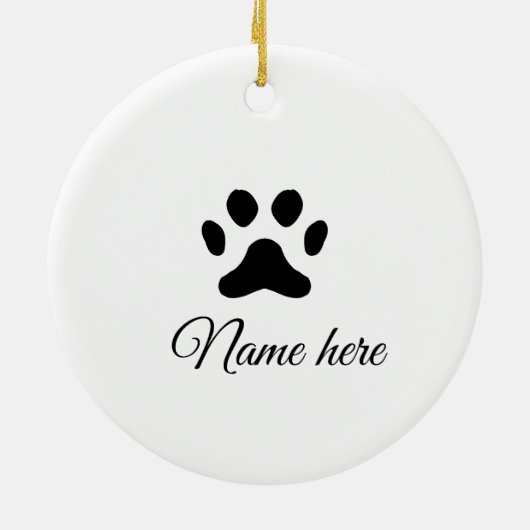 犬の前黒ペット追加の名前文字動物の前写真 セラミックオーナメント (裏面)