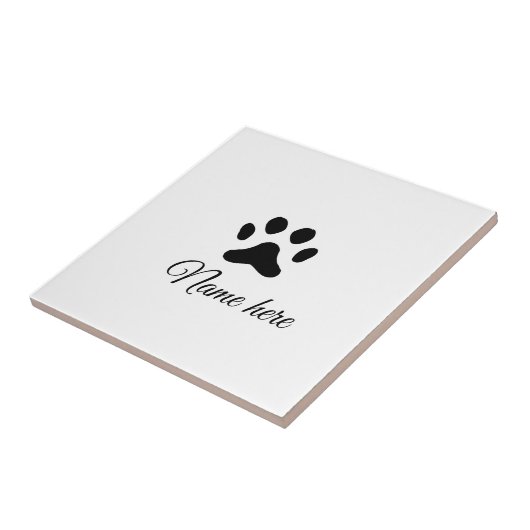 犬の前黒ペット追加の名前文字動物の前写真 タイル (側面)