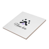 犬の前黒ペット追加の名前文字動物の前写真 タイル (側面)