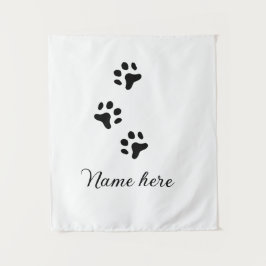 犬の前黒ペット追加の名前文字動物の前写真 タペストリー