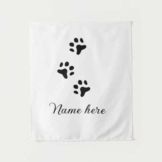 犬の前黒ペット追加の名前文字動物の前写真 タペストリー (正面)