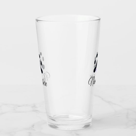 犬の前黒ペット追加の名前文字動物の前写真 タンブラーグラス (右)