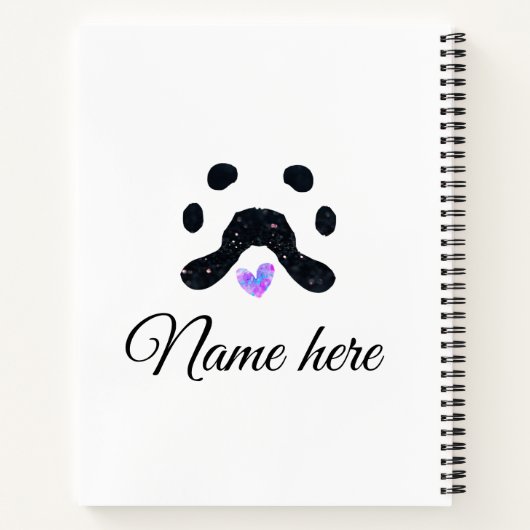 犬の前黒ペット追加の名前文字動物の前写真 ノートブック (裏面)