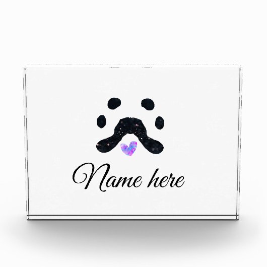 犬の前黒ペット追加の名前文字動物の前写真 フォトブロック (正面)