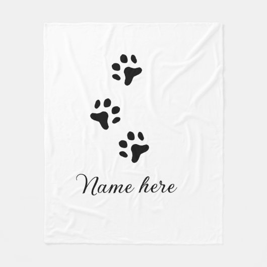 犬の前黒ペット追加の名前文字動物の前写真 フリースブランケット (正面)