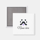 犬の前黒ペット追加の名前文字動物の前写真 マグネット (正面/裏面)
