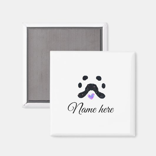 犬の前黒ペット追加の名前文字動物の前写真 マグネット (正面/裏面)