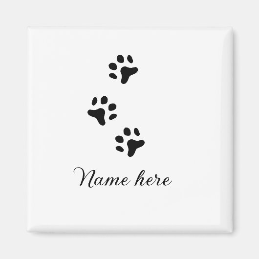 犬の前黒ペット追加の名前文字動物の前写真 マグネット (正面)