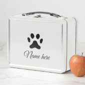 犬の前黒ペット追加の名前文字動物の前写真 メタルランチボックス (インサイチュ)