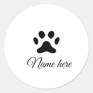 犬の前黒ペット追加の名前文字動物の前写真 ラウンドシール