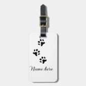 犬の前黒ペット追加の名前文字動物の前写真 ラゲッジタグ (正面縦)