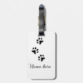 犬の前黒ペット追加の名前文字動物の前写真 ラゲッジタグ (裏面縦)