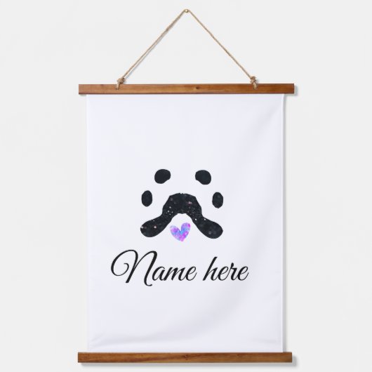 犬の前黒ペット追加の名前文字動物の前写真 吊り下げ型タペストリー (正面)