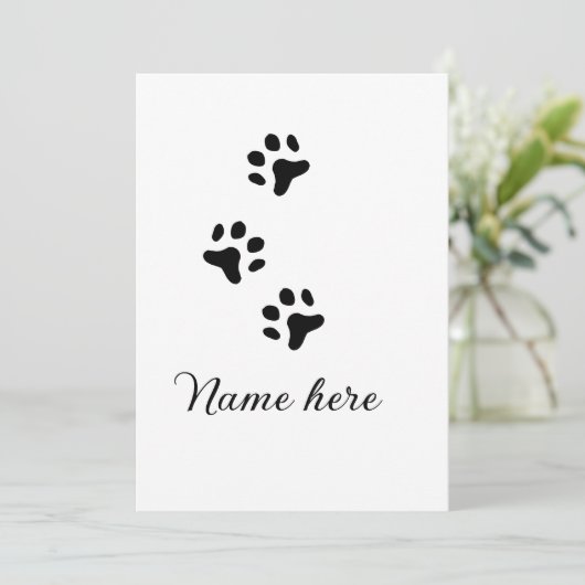 犬の前黒ペット追加の名前文字動物の前写真 招待状 (スタンド正面)