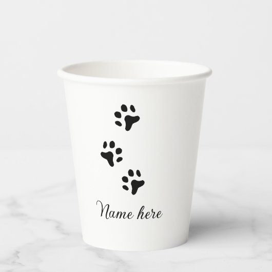 犬の前黒ペット追加の名前文字動物の前写真 紙コップ (正面)