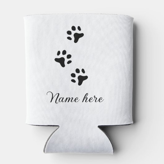 犬の前黒ペット追加の名前文字動物の前写真 缶クーラー (裏面)