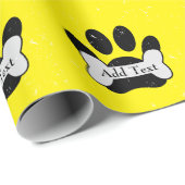 犬の動揺して前足のプリントと黄色の骨 ラッピングペーパー (ロールコーナー)