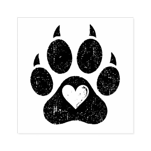 犬の動揺して手のハートプリント木製アートスタンプ ラバースタンプ (インプリント)