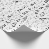 犬の包み紙-白黒の犬のデザイン ラッピングペーパー (角)