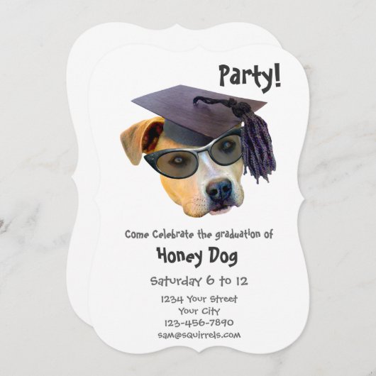 犬の卒業パーティー招待状 招待状 (正面/裏面)