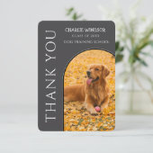 犬の卒業フォトグレーサンキューカード サンキューカード (スタンド正面)