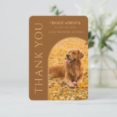 犬の卒業フォトブラウンありがとうカード サンキューカード (スタンド正面)
