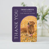 犬の卒業フォト ディーププラム お礼カード サンキューカード (スタンド正面)