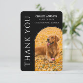 犬の卒業フォト ブラック サンクスカード サンキューカード (スタンド正面)