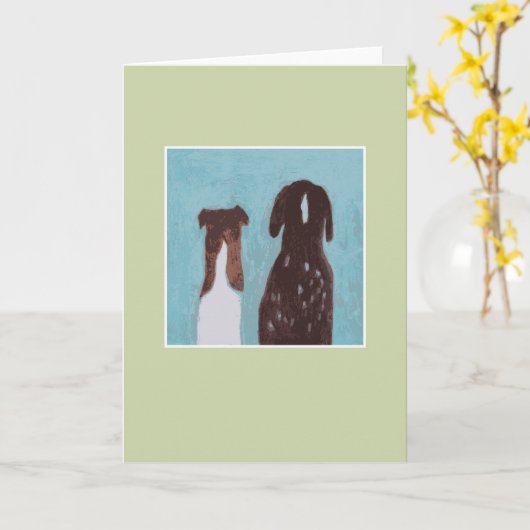 犬の友人-緑 カード (黄色い花)