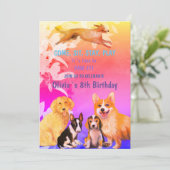 犬の友達と一緒の誕生日パーティー 招待状 (スタンド正面)