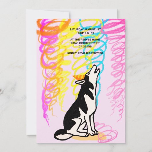 犬の友達と一緒の誕生日パーティー 招待状 (裏面)