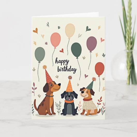 犬の友達の誕生日カード カード (正面)